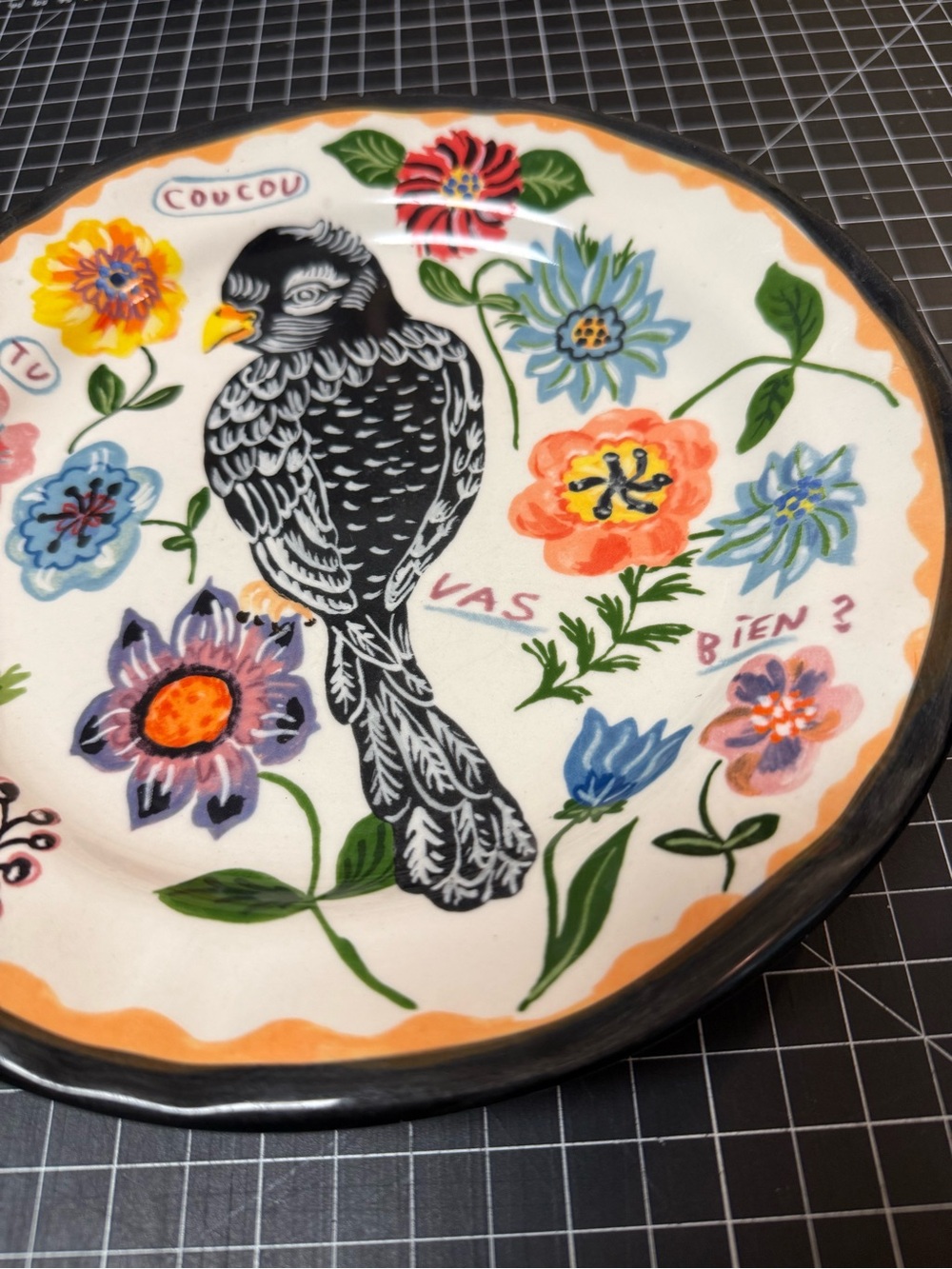Anthropologie - Nathalie Léte- adorable Floral Bird Ceramic Plate - Multicolor - Picture 2 of 6